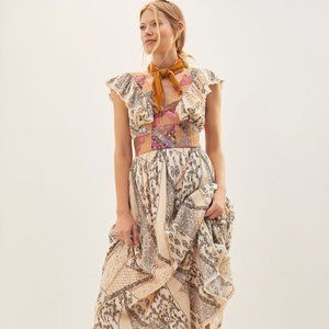 Anthropologie Let Me Be Quilted Ruffle Patchwork Maxi Dress S